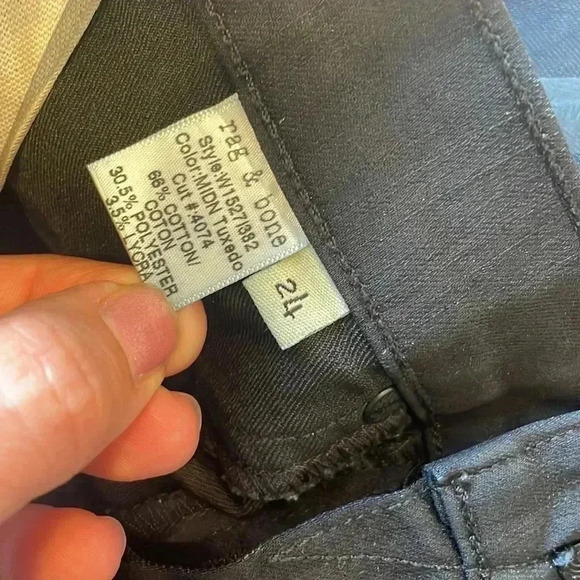 Rag & Bone Midnight Tuxedo Black Zipper Capri Skinny Jeans Sz 24 - Picture 5 of 7